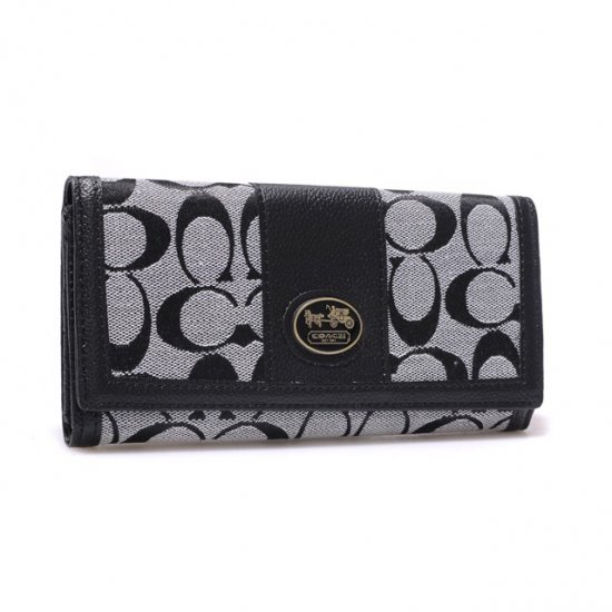 Coach Legacy Slim Envelope in Signature Large Grey Wallets BLK | Coach Outlet Canada
